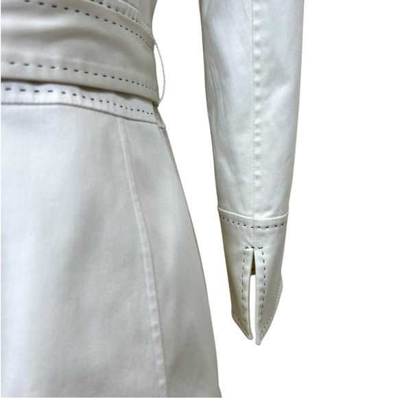 Lafayette 148 - Women’s Belted Blazer Jacket, 3/4 Sleeve, Zip-Up - White, Size 2 - Picture 13 of 17